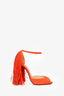 Christian Louboutin Orange Suede Fringe Peep Toe Heels Size 39