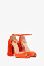 Christian Louboutin Orange Suede Fringe Peep Toe Heels Size 39