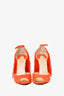 Christian Louboutin Orange Suede Fringe Peep Toe Heels Size 39