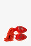 Christian Louboutin Orange Suede Fringe Peep Toe Heels Size 39