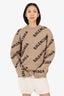 Balenciaga Brown/Black Wool Logo All Over Sweater Size L