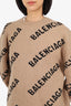 Balenciaga Brown/Black Wool Logo All Over Sweater Size L