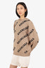 Balenciaga Brown/Black Wool Logo All Over Sweater Size L