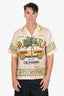 Amiri Beige Silk Rum Label Print Bowling Shirt Size L