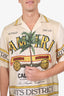 Amiri Beige Silk Rum Label Print Bowling Shirt Size L
