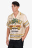 Amiri Beige Silk Rum Label Print Bowling Shirt Size L