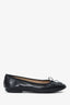 Pre-Loved Chanel™ Black Leather Cap Toe Ballet Flats Size 36
