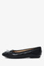 Pre-Loved Chanel™ Black Leather Cap Toe Ballet Flats Size 36