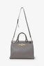 Gucci Grey Grained Leather Interlocking G Horsebit Zumi Medium Tote with Strap