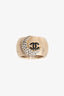 Pre-Loved Chanel™ Gold Tone Metal Crystal Embellished Star Moon CC Ring