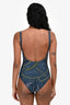 Hermès Blue Patterned One Piece Swimsuit with Pouch Size 34
