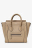 Celine Taupe Leather Nano Luggage Top Handle with Strap