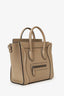 Celine Taupe Leather Nano Luggage Top Handle with Strap