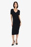 ATM Black Ribbed Midi Dress Size M