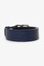 Balenciaga Navy Croc Embossed Leather BB Buckle Logo Belt