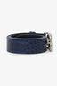 Balenciaga Navy Croc Embossed Leather BB Buckle Logo Belt