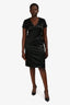 Burberry London Black Emblem Detail V-Neck Midi Dress Size 8 US