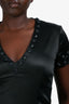 Burberry London Black Emblem Detail V-Neck Midi Dress Size 8 US