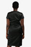 Burberry London Black Emblem Detail V-Neck Midi Dress Size 8 US