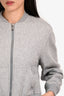 3.1 Phillip Lim Grey Flannel Detail Zip-Up Baseball Style Jacket Size XS