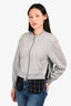 3.1 Phillip Lim Grey Flannel Detail Zip-Up Baseball Style Jacket Size XS