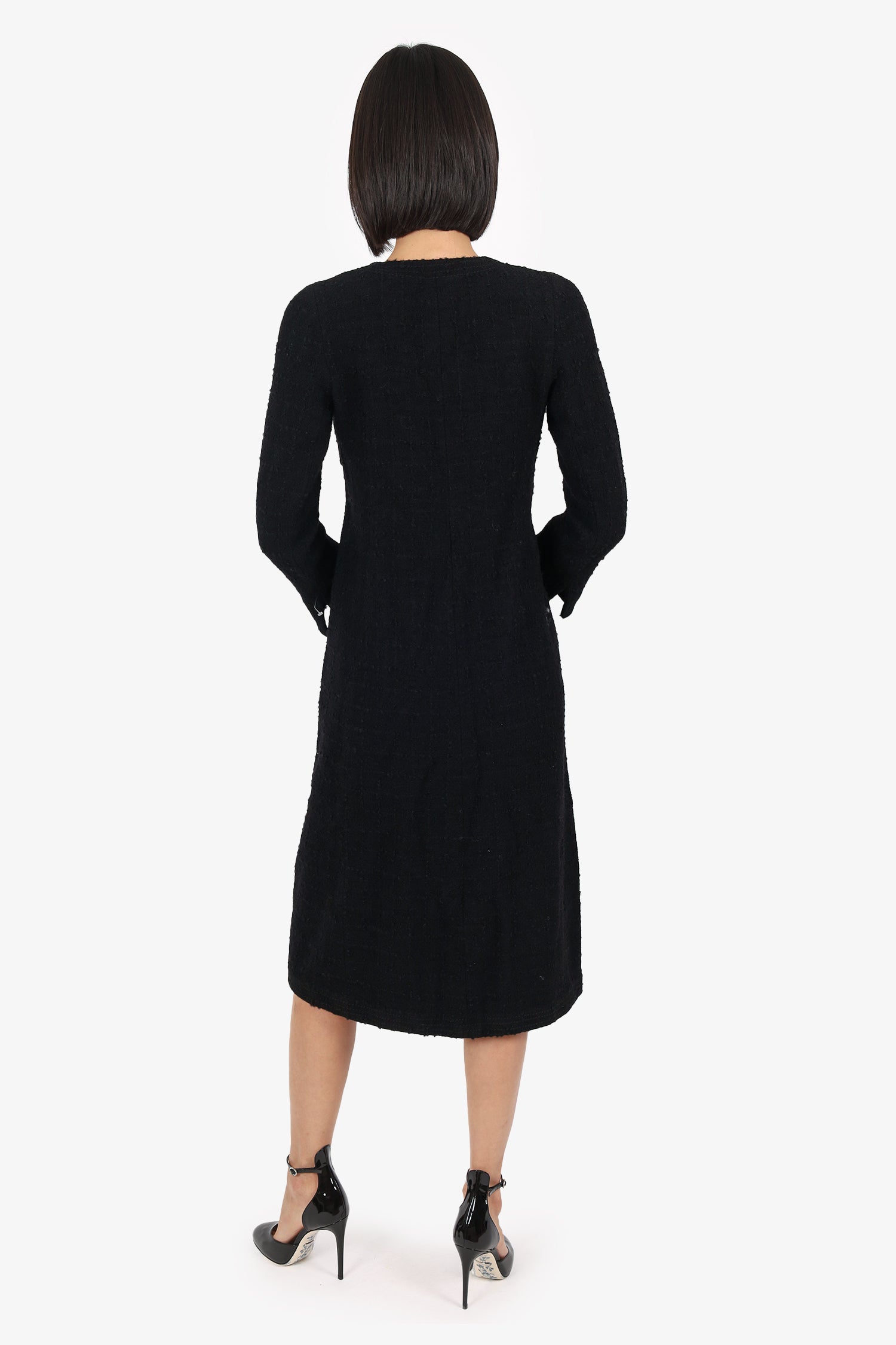 Edward Achour Paris Black Tweed Long Jacket Size 36 – Mine