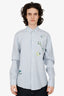 Hermès Blue/White Striped Horsebit Print Long Sleeve Shirt Size 39 Mens