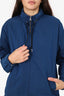 Sandro Blue Hooded Rain Jacket Size L