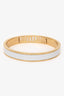 Miu Miu Gold Tone Metal White Enamel Logo Bangle Size M