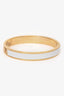 Miu Miu Gold Tone Metal White Enamel Logo Bangle Size M