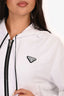 Prada White Terry Cloth Triangle Logo Zip-Up Sweater Size 40
