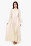 Jil Sander White Japanese Washi Paper Buttoned Pleated Long Sleeve Maxi Dress Size 34