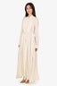 Jil Sander White Japanese Washi Paper Buttoned Pleated Long Sleeve Maxi Dress Size 34
