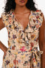 D&G Beige/Multi Silk Floral Ruffle Midi Dress Size 40