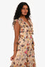 D&G Beige/Multi Silk Floral Ruffle Midi Dress Size 40