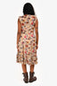 D&G Beige/Multi Silk Floral Ruffle Midi Dress Size 40