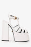 Versace White Leather Platform Heels Size 36