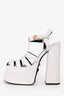 Versace White Leather Platform Heels Size 36