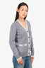 Pre-Loved Chanel™ 2014 Grey Cashmere Button Cardigan Size 36