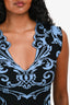 Versace Black/Blue V-Neck Dress Size 36