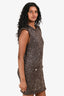 Maje Brown Sequin Knit Mini Dress Size 36