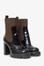Louis Vuitton Black/Brown Patent Nano Monogram Ankle Star Trail Boots Size 37