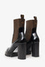 Louis Vuitton Black/Brown Patent Nano Monogram Ankle Star Trail Boots Size 37