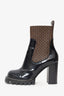Louis Vuitton Black/Brown Patent Nano Monogram Ankle Star Trail Boots Size 37