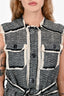 Lanvin 2016 Black/White Tweed Fringe Button Down Vest Dress Size 36