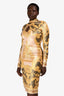 Fendi x Versace 'Fendace' Gold Logo Pattern Midi Dress Dize 40