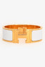 Hermès Gold Toned White Enamel Clic Clac Bracelet (As Is)