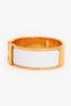 Hermès Gold Toned White Enamel Clic Clac Bracelet (As Is)
