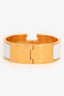 Hermès Gold Toned White Enamel Clic Clac Bracelet (As Is)