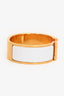 Hermès Gold Toned White Enamel Clic Clac Bracelet (As Is)